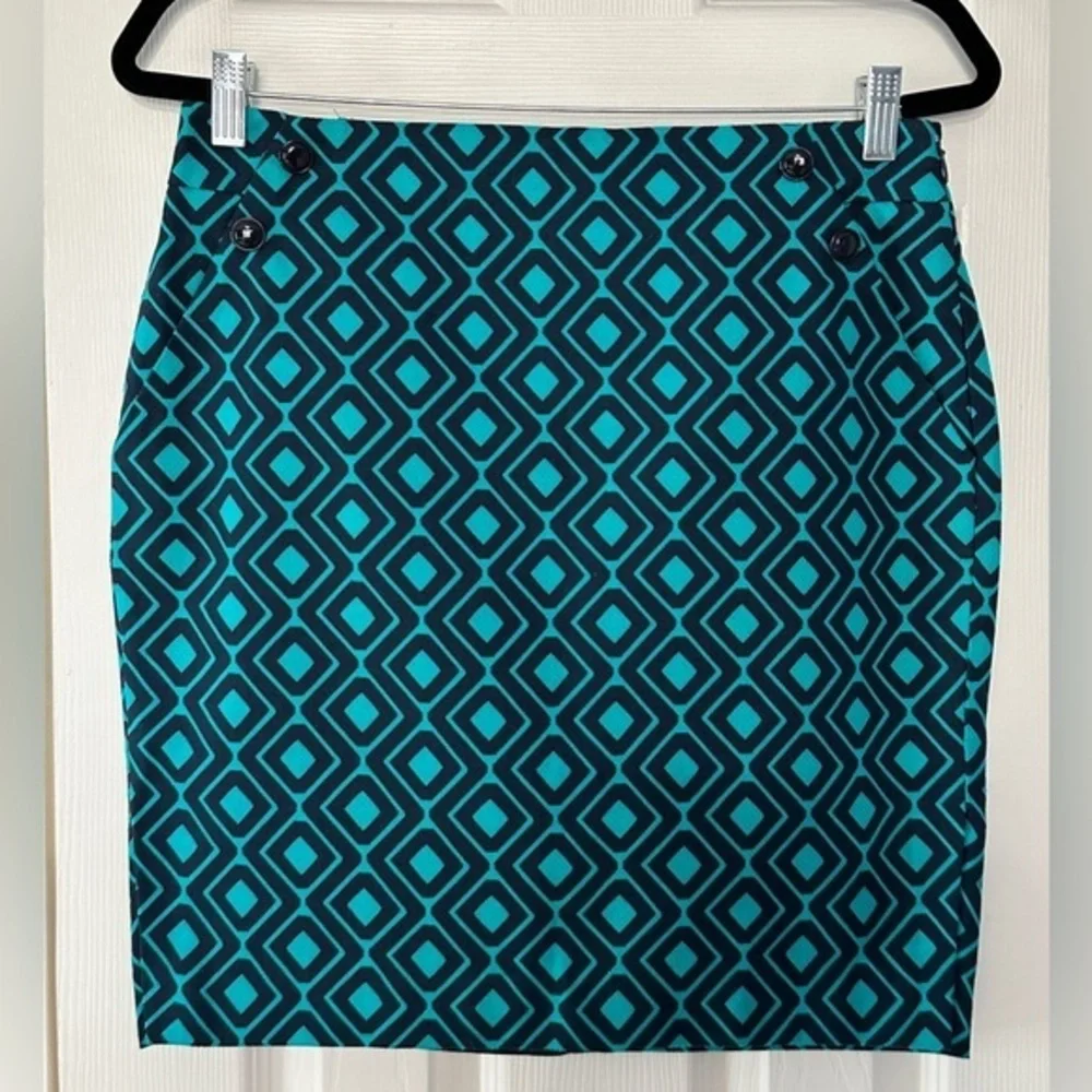 Ann Taylor LOFT Petites Geometric Pencil Skirt with Pockets | Size 8P
